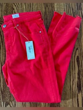 AG Adriano Goldschmied The Legging Ankle Super Skinny Jeans Red Size 29 NWT
